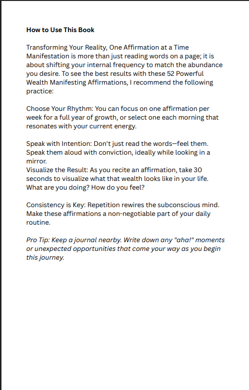 I AM: 52 Powerful Wealth Manifesting Affirmations | Digital eBook by Greatly